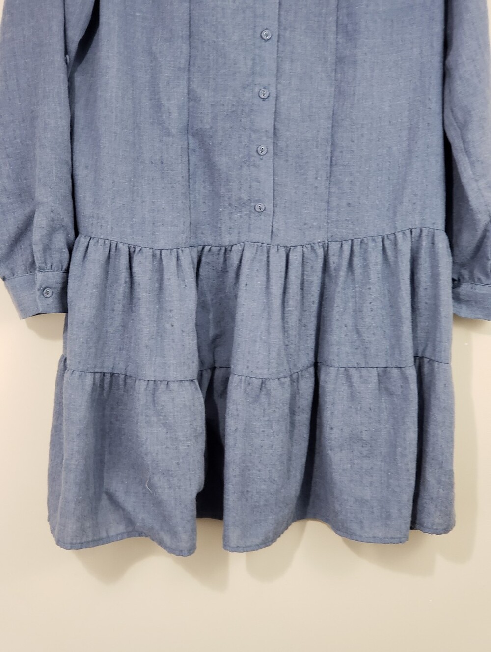 LOVESTITCH Long Sleeve Tiered Babydoll Shift Dress Blue Size S - Picture 6 of 12